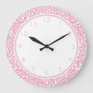 Grande Horloge Ronde Motif de Damas florales roses