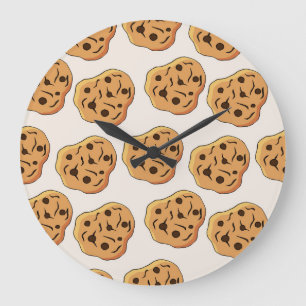 Grande Horloge Ronde Motif de dessin animé de cookies à main