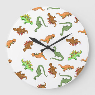 Grande Horloge Ronde Motif de dinosaure mignon