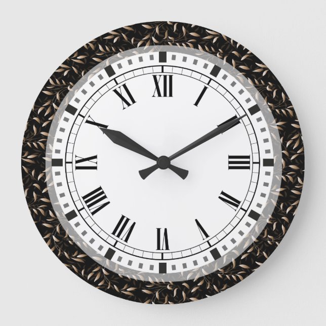 Grande Horloge Ronde Motif de feuilles de saule Art déco (Recto)