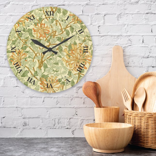 Grande Horloge Ronde Motif de fleur de miel William Morris (Créateur téléchargé)