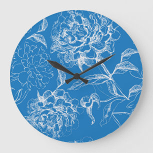 Grande Horloge Ronde Motif de fleurs