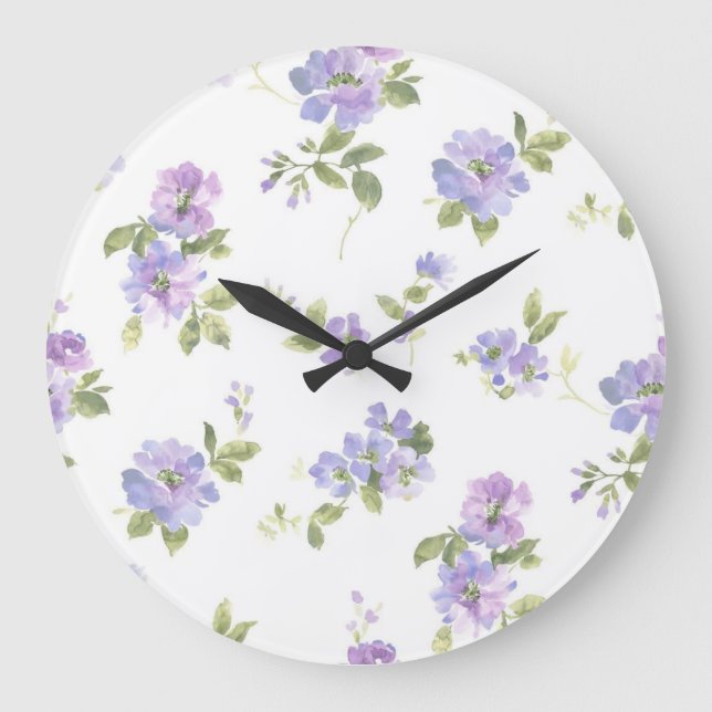 Grande Horloge Ronde Motif de fleurs (Recto)