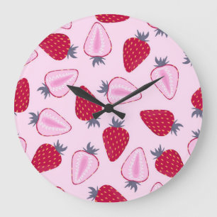 Grande Horloge Ronde Motif de fraises