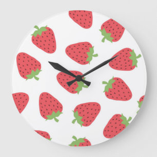 Grande Horloge Ronde Motif de fraises