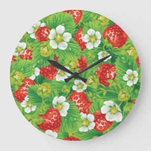 Grande Horloge Ronde Motif de fraises