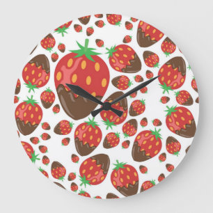 Grande Horloge Ronde Motif de fraises