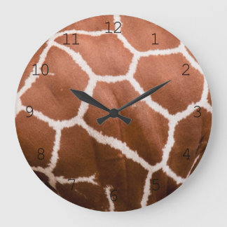 Grande Horloge Ronde Motif de girafe avec chiffres