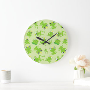 Grande Horloge Ronde Motif de grenouille, Grenouilles mignonnes, Grenou