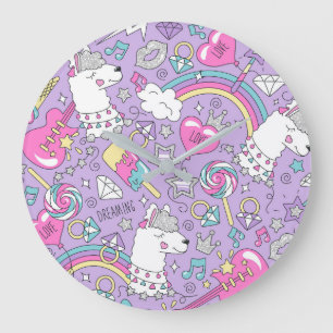 Grande Horloge Ronde Motif de lama 1
