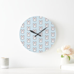Grande Horloge Ronde Motif de lapin visage de lapin mignon