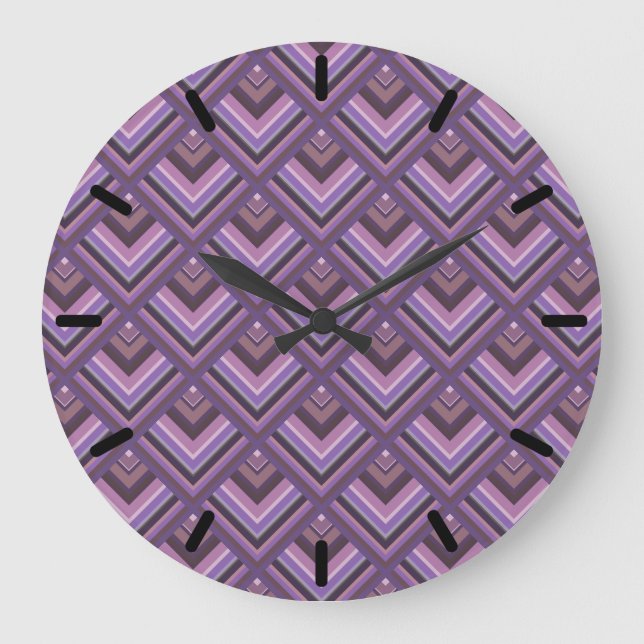 Grande Horloge Ronde Motif de l'échelle des bandes de mauve (Recto)