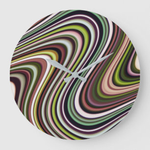 Grande Horloge Ronde Motif de ligne courbe multicolore très unique