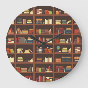 Grande Horloge Ronde Motif de livre