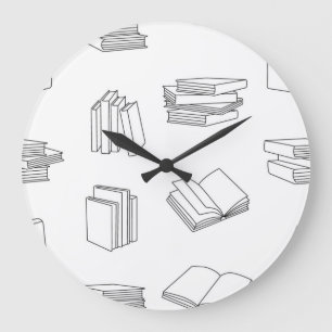 Grande Horloge Ronde Motif de livre