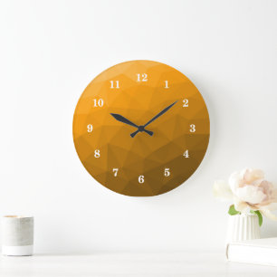 Grande Horloge Ronde Motif de maille géométrique à dégradé orange