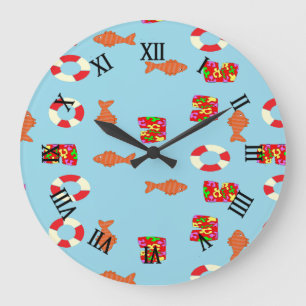 Grande Horloge Ronde Motif de mer