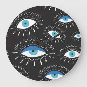 Grande Horloge Ronde Motif de mode pour les yeux tribaux