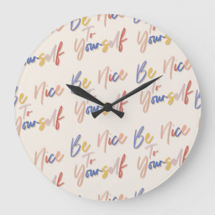 Grande Horloge Ronde Motif de motivation coloré tiré à la main