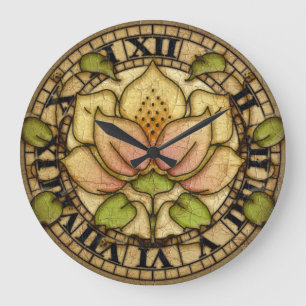 Grande Horloge Ronde Motif de nénuphar de Nouveau d'art