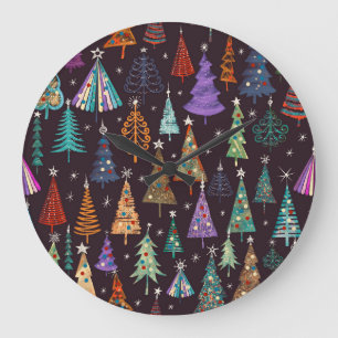 Grande Horloge Ronde Motif de Noël Festif