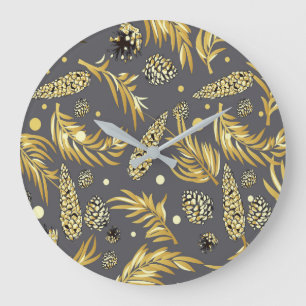 Grande Horloge Ronde Motif de Noël, Pine Snow 2