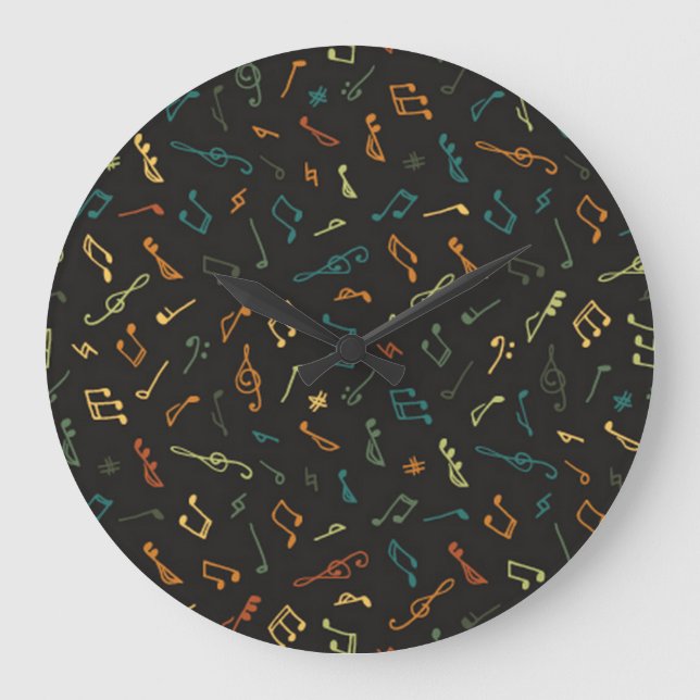 Grande Horloge Ronde Motif de notes de musique (Recto)