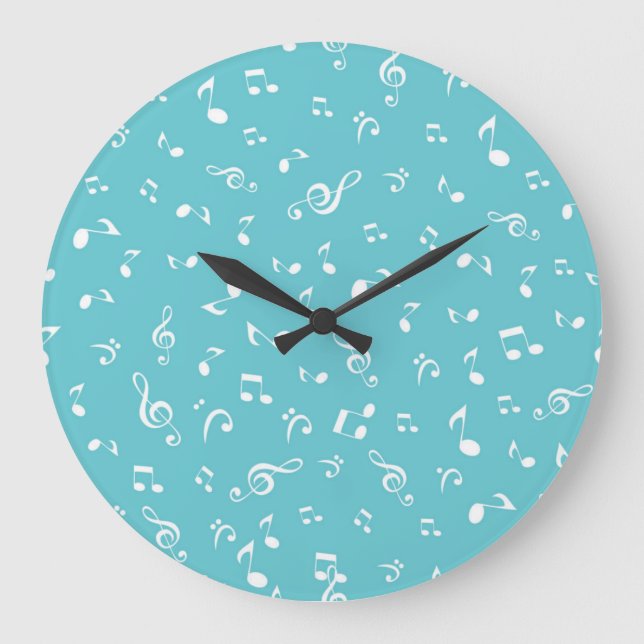 Grande Horloge Ronde Motif de notes musicales (Recto)