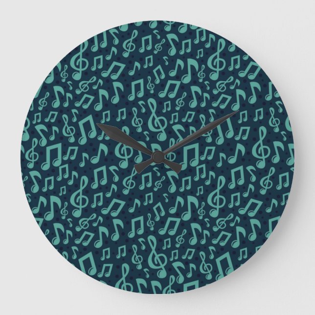 Grande Horloge Ronde Motif de notes musicales (Recto)