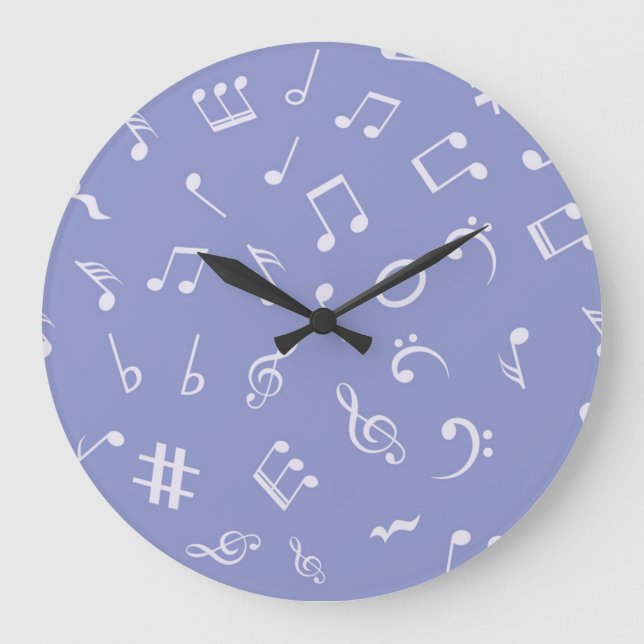 Grande Horloge Ronde Motif de notes musicales (Recto)