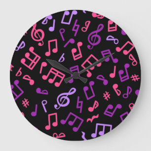 Grande Horloge Ronde Motif de notes musicales