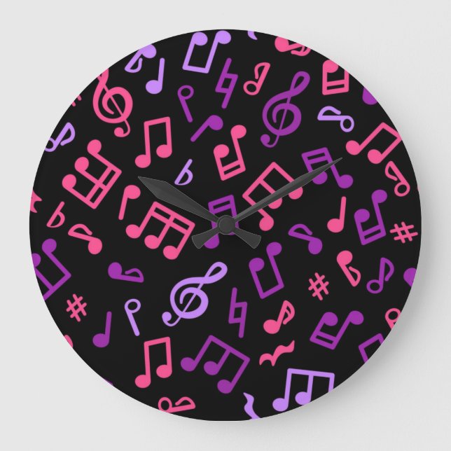 Grande Horloge Ronde Motif de notes musicales (Recto)