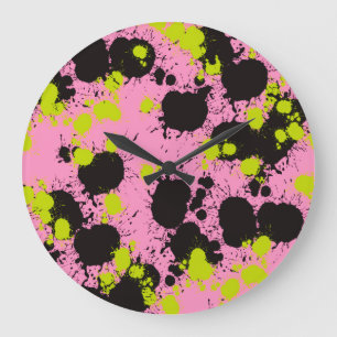 Grande Horloge Ronde Motif de peinture Abstrait