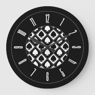 Grande Horloge Ronde Motif de pique