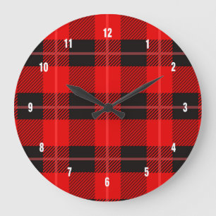 Grande Horloge Ronde Motif de plongée à Buffalo noir et rouge