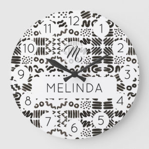 Grande Horloge Ronde Motif de symbole noir salle moderne