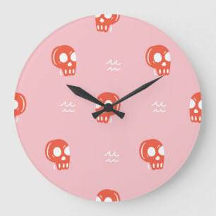 Grande Horloge Ronde Motif de tête rouge vintage