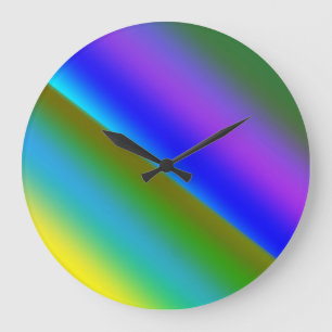 Grande Horloge Ronde Motif de texture abstraite arc-en-ciel vert bleu t
