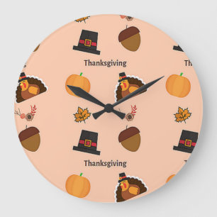 Grande Horloge Ronde Motif de Thanksgiving rose