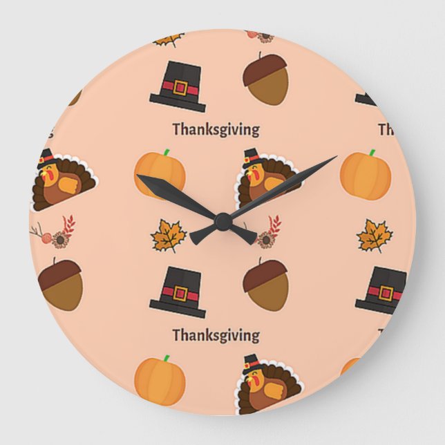 Grande Horloge Ronde Motif de Thanksgiving rose (Recto)