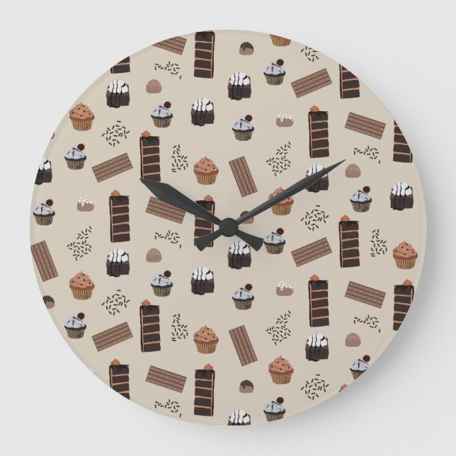 Grande Horloge Ronde Motif de thème chocolat (Recto)
