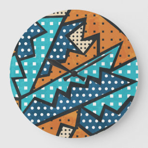 Grande Horloge Ronde Motif de tissu Vintage de l'effet Grunge