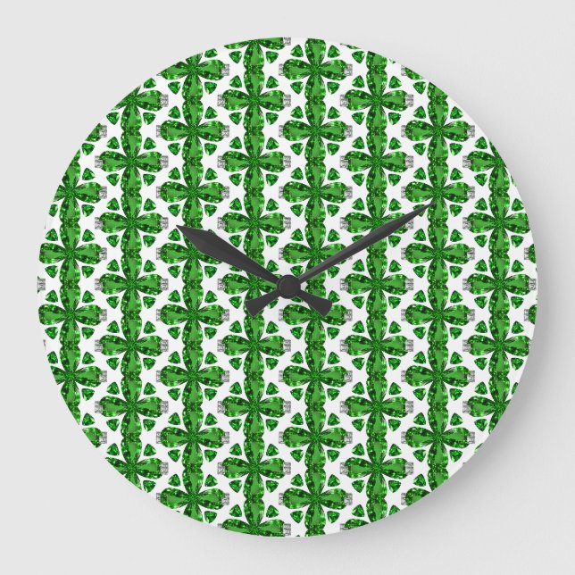 Grande Horloge Ronde Motif de trèfle vert (Recto)