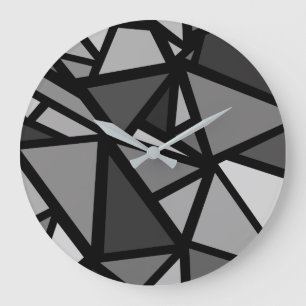Grande Horloge Ronde Motif de triangles colorés 6