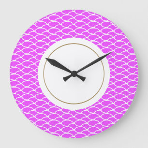 Grande Horloge Ronde Motif de vagues océaniques rose tropical blanc lum