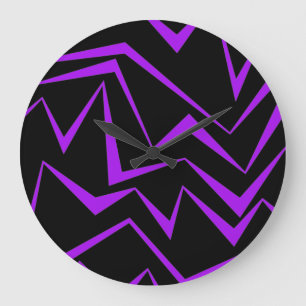 Grande Horloge Ronde motif de zigzag géométrique Abstrait, audacieux et