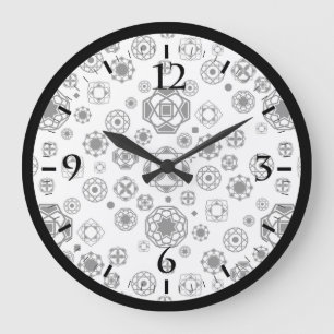 Grande Horloge Ronde Motif décoratif arabesque noir blanc mignon
