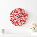 Grande Horloge Ronde Motif Des Coeurs, Coeurs Rouges, Amour<br><div class="desc">Joli,  amusant et adorable motif avec des coeurs rouges. Un cadeau moderne et branché,  parfait pour la Saint-Valentin.</div>