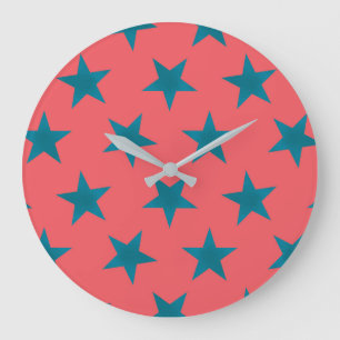 Grande Horloge Ronde Motif des étoiles d'or 19