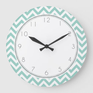 Grande Horloge Ronde Motif des rayures Mint Zigzag